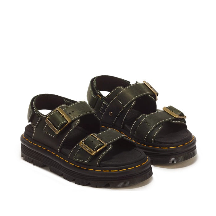 Dr Martens Zebzag Crazy Horse DMS Green 2 Strap Sandal