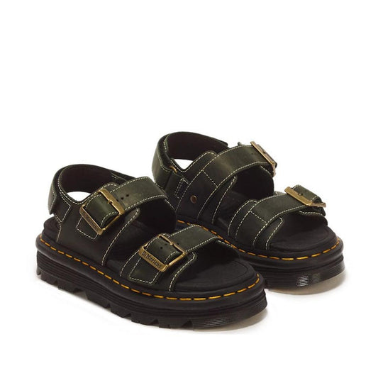 Dr Martens Zebzag Crazy Horse DMS Green 2 Strap Sandal