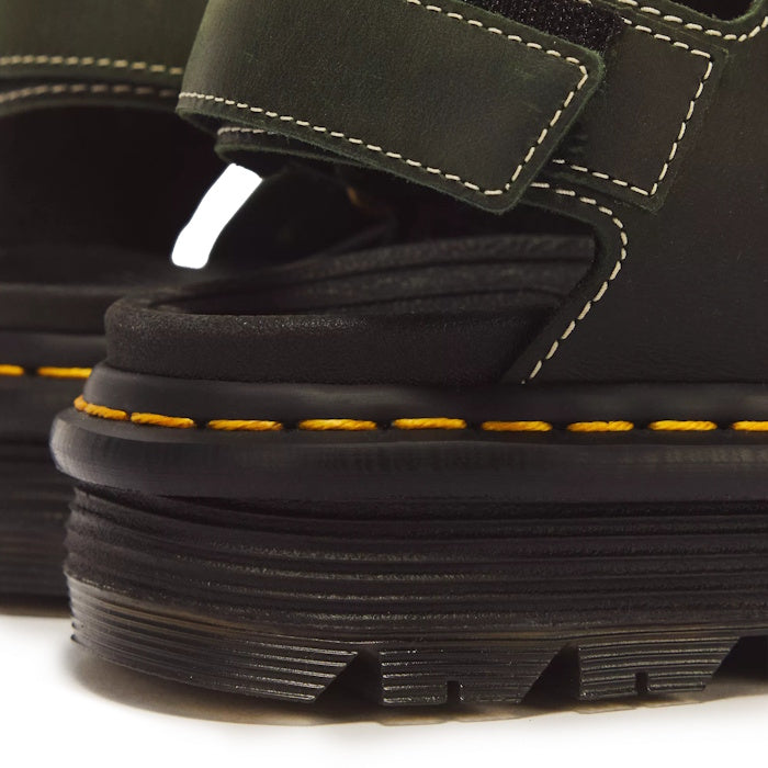 Dr Martens Zebzag Crazy Horse DMS Green 2 Strap Sandal