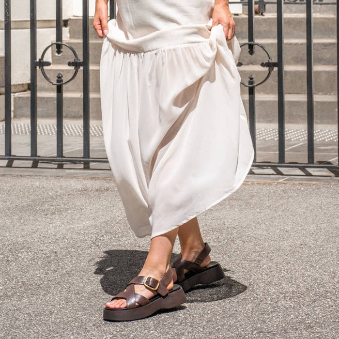 EOS Barista Chestnut Leather Platform Sandal