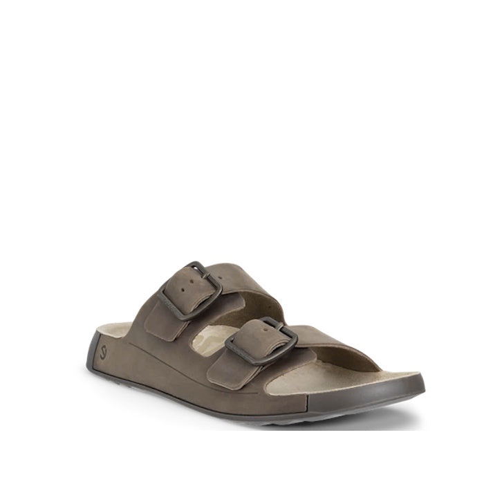 Ecco Mens Cozmo Casual Buckle Nutmeg Brown Leather Slide
