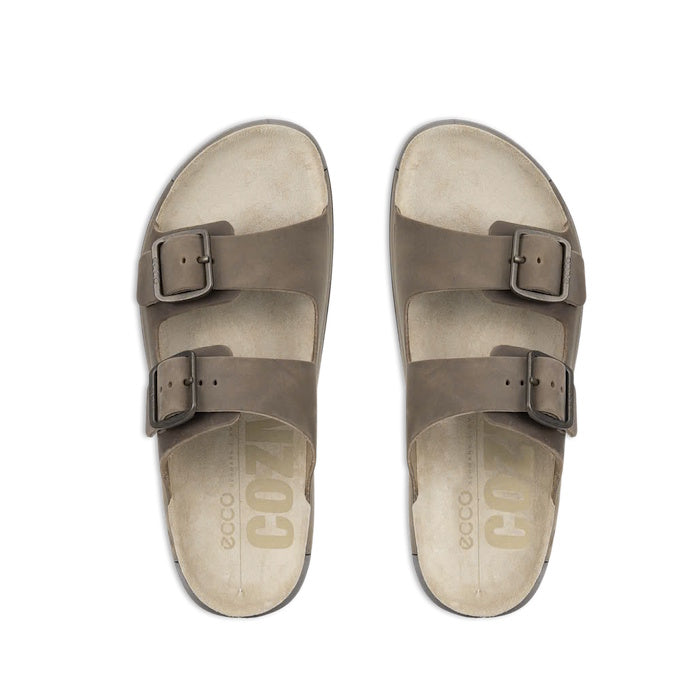 Ecco Mens Cozmo Casual Buckle Nutmeg Brown Leather Slide