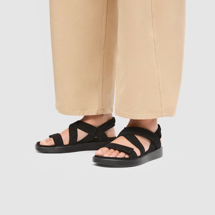 Ecco Womens Soft Sandal Cross Strap Black Adjustable