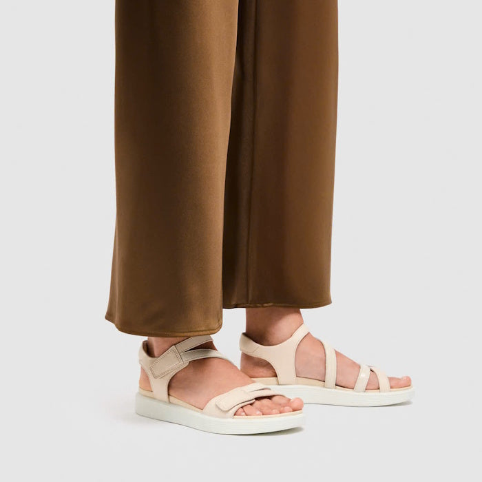Ecco Womens Soft Sandal 3 Strap Limestone Adjustable