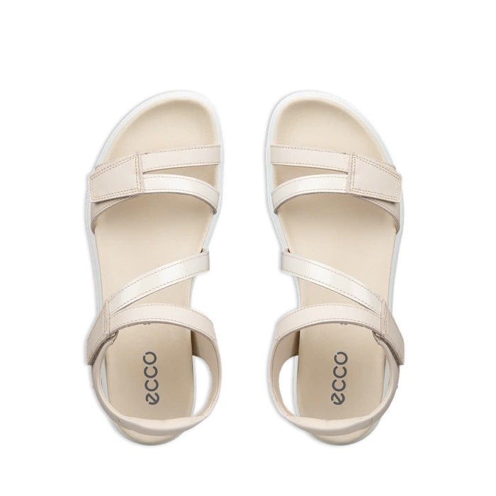 Ecco Womens Soft Sandal 3 Strap Limestone Adjustable