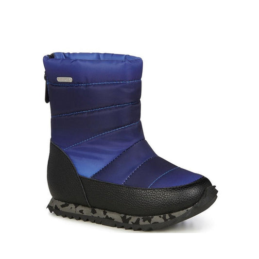 EMU Kids Tarlo Midnight Boot in deep midnight blue, a warm, waterproof winter boot with quilted upper, sturdy sole, and easy back zipper.  ksnz