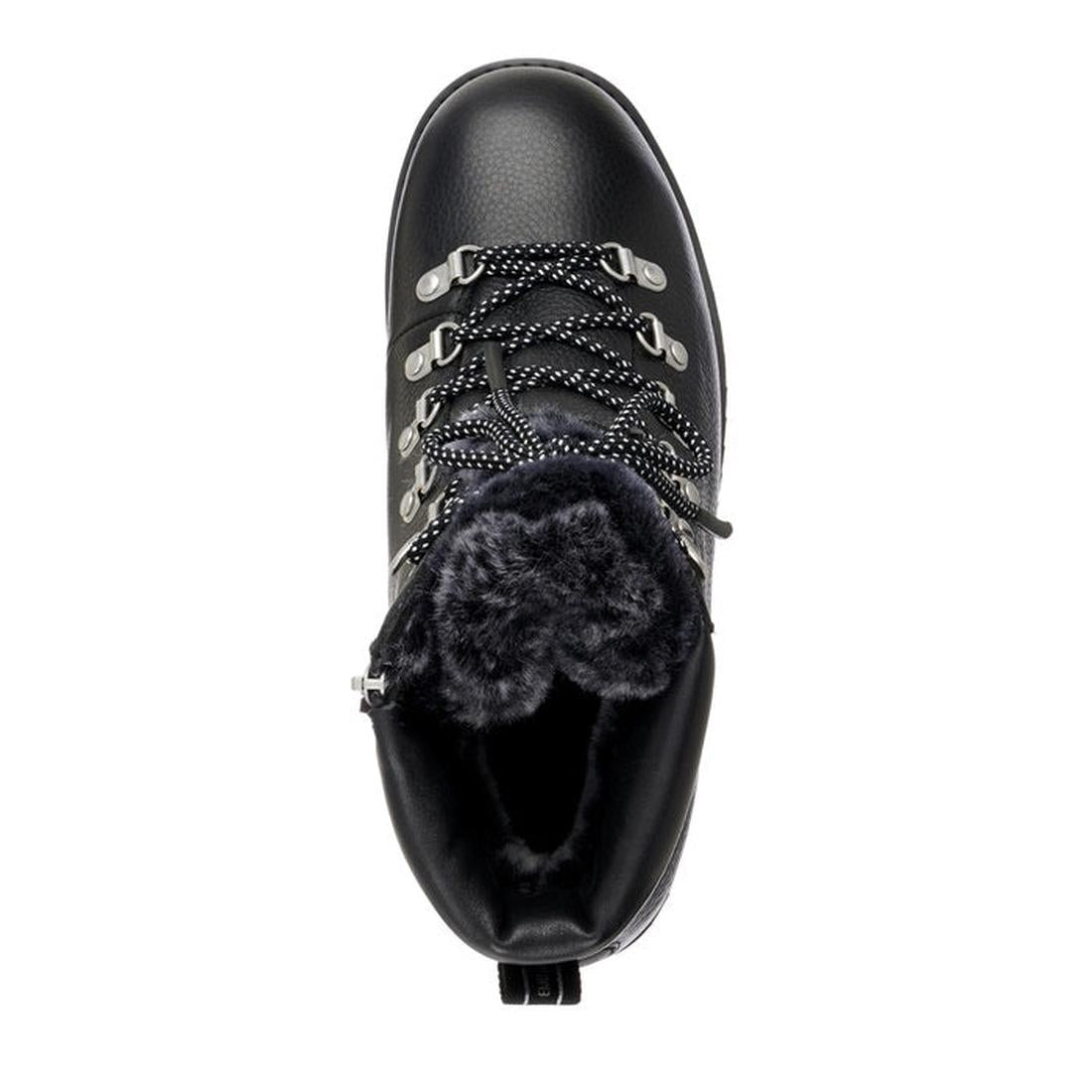 EMU NZ Emu Womens Larawag Black Lace Up Boot in cozy wool, with sturdy sole, easy laces, and soft sheepskin ankle lining.  ksnz