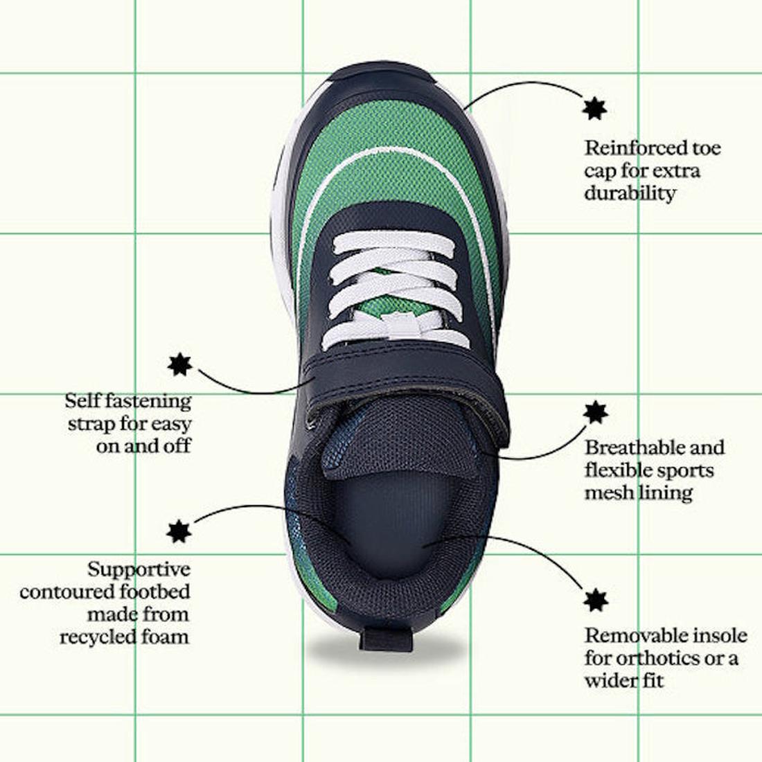 A close-up of the Harrison Nifty Black School Trainer, kids’ sports shoes with self-fastening straps for easy wear and comfort., 48569, 48570, 48571, 9361913034997, 48573, 9361913035031, 48575, 48576, 48577, 48578, 48579, 48569, 48570, 48571, 936191303499