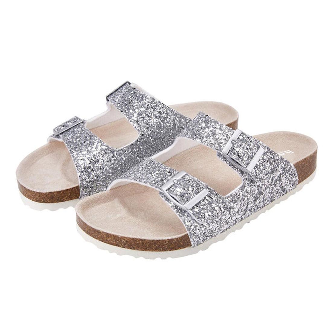 Holster Farah Silver Glitter Women's Sandals shine with easy double straps, cork sole, white outsoles, and comfy contoured footbed.  ksnz, 47394, 47395, 9337771186123, 9337771186130, 9337771186147, 9337771186154, 47400, 47401