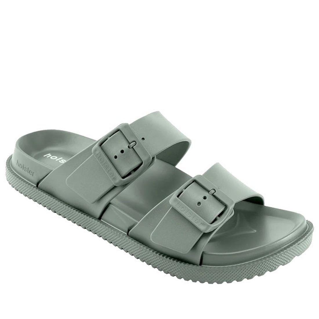 Holster Soleseeker Seagrass Summer Women's Slide—light gray sandals with comfy textured soles and adjustable buckle straps for easy fit.  ksnz
