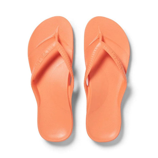 Archies Arch Support Jandal Peach sandals, comfy textured sole and easy slip-on style, perfect for family summer fun on a white background.  ksnz