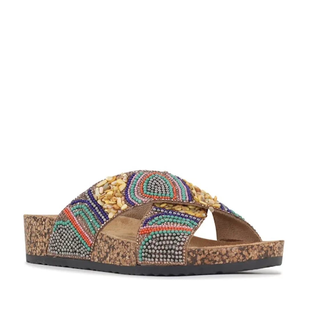 Los Cabos Capri Women's Criss Cross Strap Slides Multi