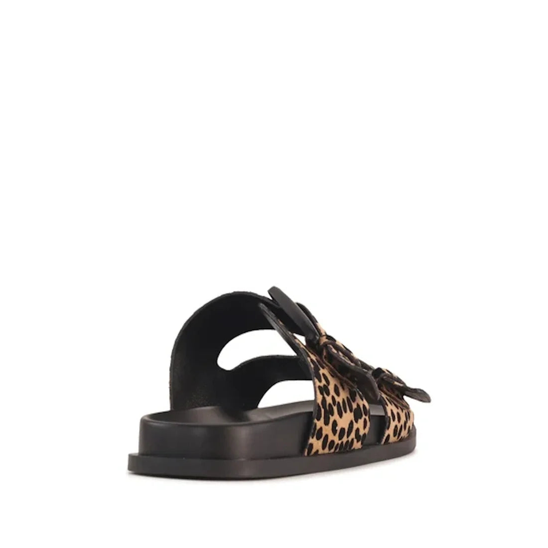 Los Cabos Zani Women's Slide Double Strap Sandal Black Leopard
