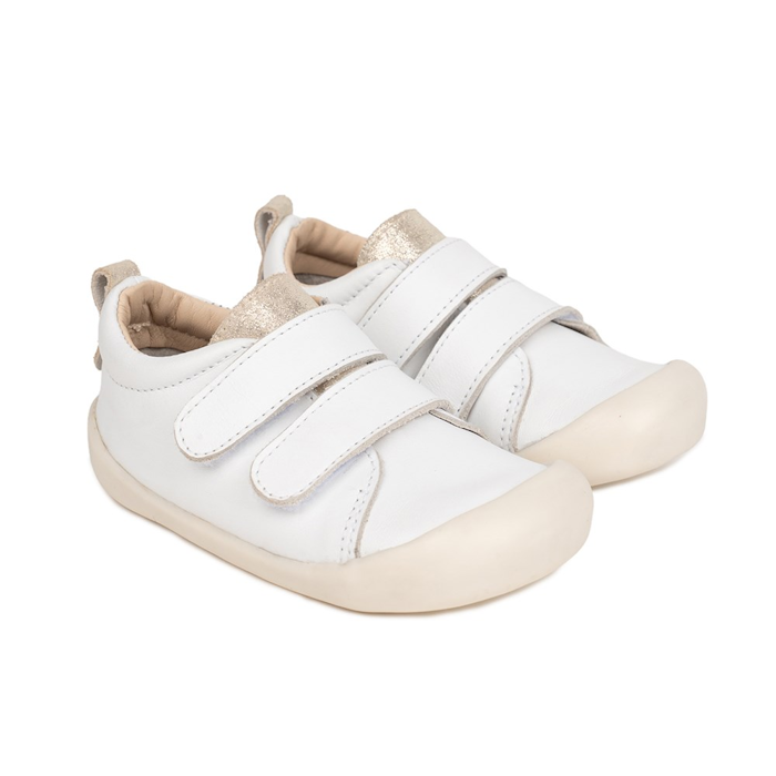 Pretty Brave First Walker Toto Leather Trainer White Gold