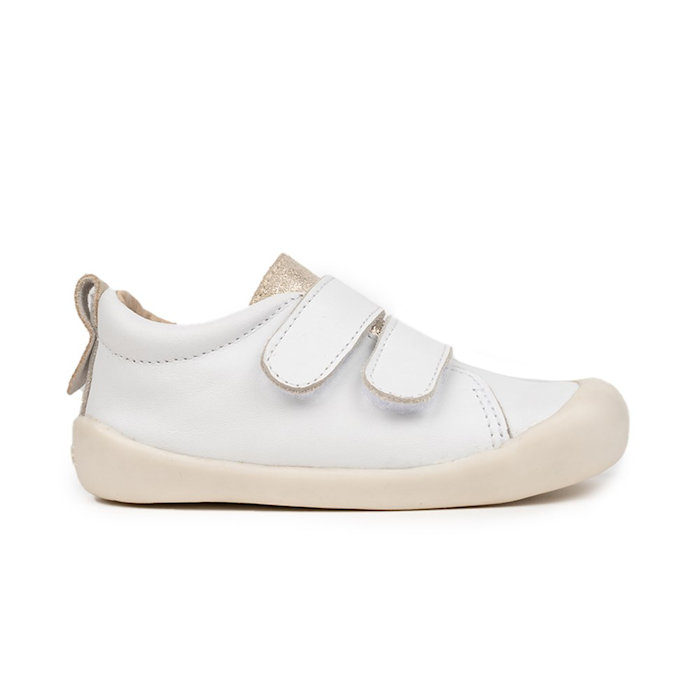 Pretty Brave First Walker Toto Leather Trainer White Gold