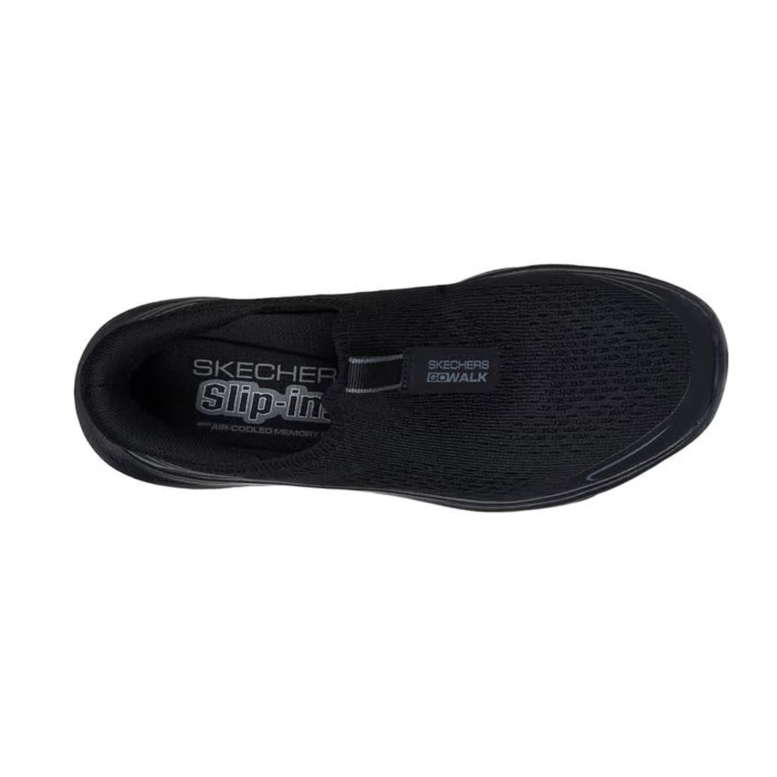 top down view of a Skechers Womens Slip In Go Walk 7 Safari wlaking shoe Black.,
197976885363,
197976885370,
197976885387,
197976885394,
197976885400,
197976885424,
197976885448,, 44953, 44954, 197976885363, 197976885370, 197976885387, 197976885394, 19797