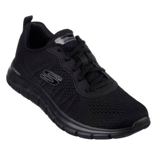 All Black Skechers Womens Track - New Staple Black Lace Up Sneaker