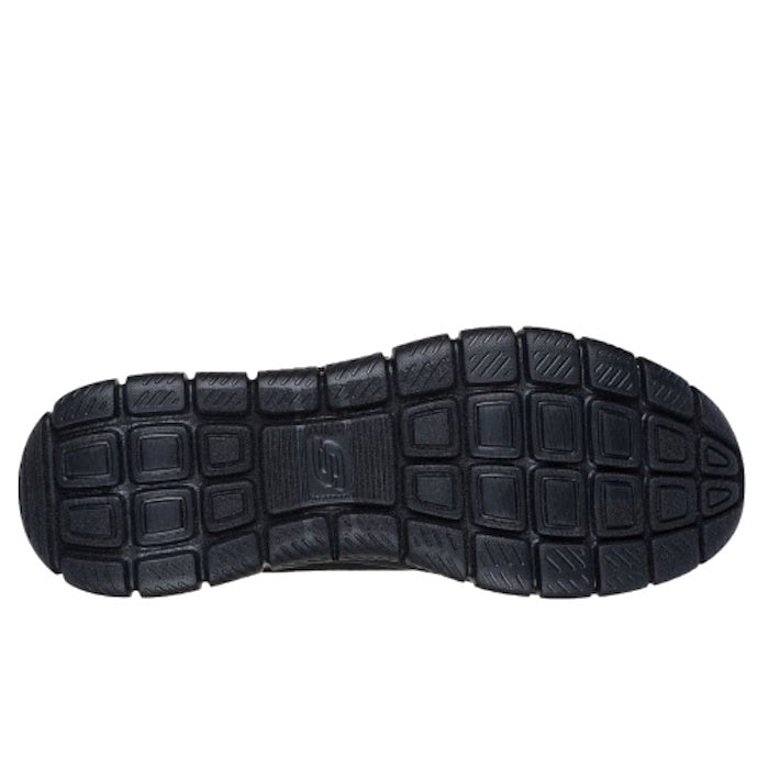 Skechers Men's Track Broader Lace Up Trainer, a black lace-up sneaker with comfy Memory Foam, grippy tread, and breathable mesh.  ksnz