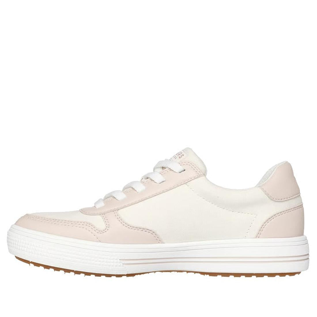 The inner side view of a Skechers Arcade On The Fly Off White sneaker with white sole on a white background.,
198739029079,
198739029093,
198739029116,, 46207, 46208, 198739029079, 46210, 198739029093, 46212, 198739029116, 46214, 46215, 46216