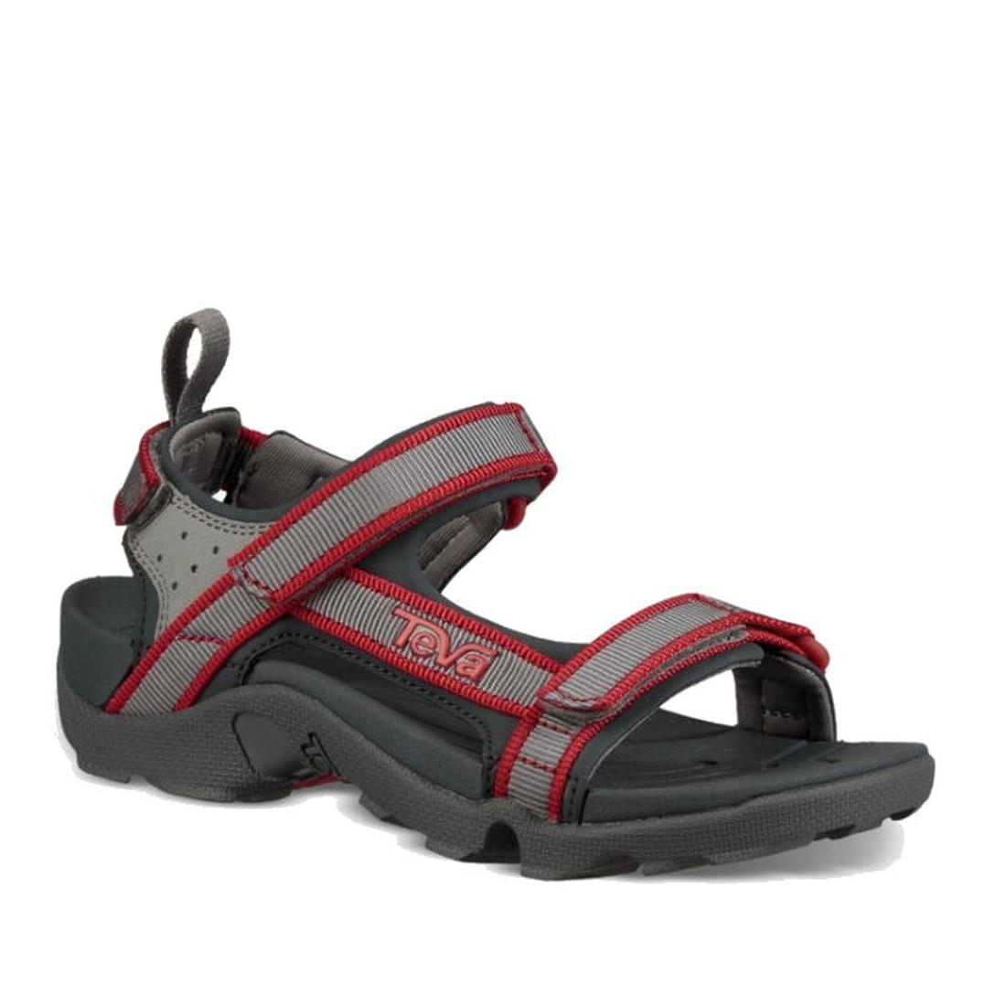 Teva Boys or Girls K Tanza Grey Red Sandals with comfy adjustable straps, sturdy sole, and open toe—great for adventures!.  ksnz