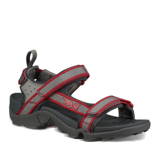 Teva Boys or Girls K Tanza Grey Red Sandals with comfy adjustable straps, sturdy sole, and open toe—great for adventures!.  ksnz