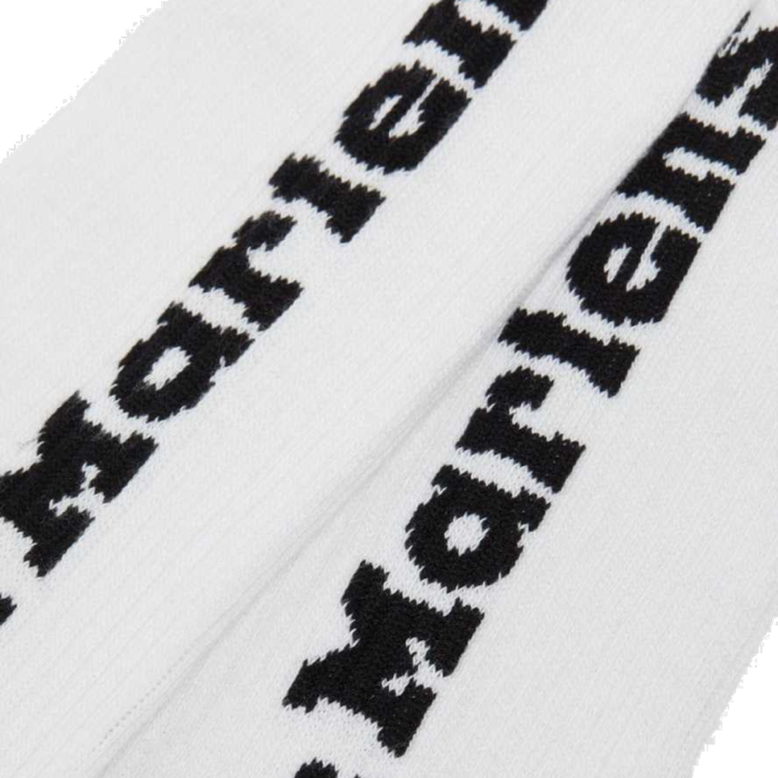 Dr Martens Socks Vertical Logo Unisex—white crew socks with cozy fit, slip-on style, and black “Dr Martens - Doc” logo detail.  ksnz, 190665409178, 190665409161