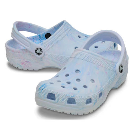 Crocs adults clogs with blue swirls with a touch of pink with a watercolour look on a white background. Showing the outerside and front of the right foot and inner side  and heel the left foot.,
198445278969,
198445278976,
198445278983,
198445278990,
1984