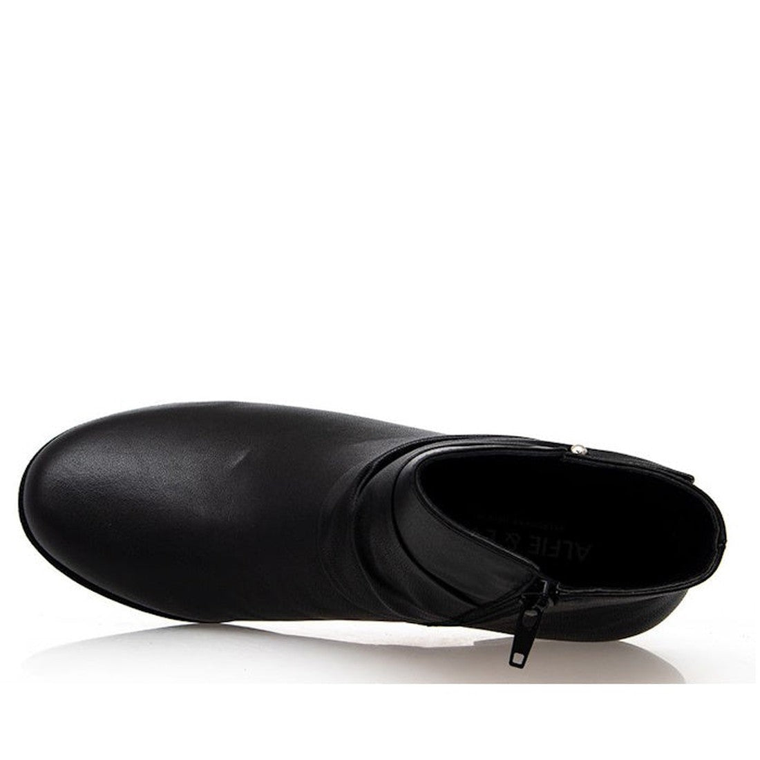 Alfie & Evie Lara women's ankle boot in classic black leather, low heel, sturdy sole, easy side zip—perfect for busy family days.  ksnz, 35837, 35838, 35839, 35840, 35841, 35842, 35843