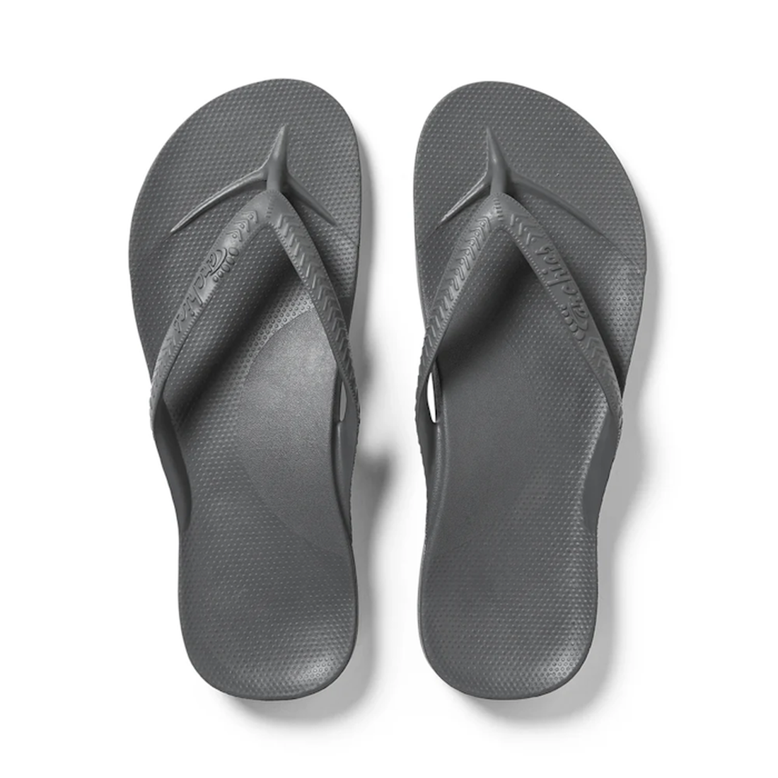 Archies Footwear Arch Support Jandal in Charcoal Grey, comfy flip-flops with contoured footbeds and wide, easy-on straps for support.  ksnz
