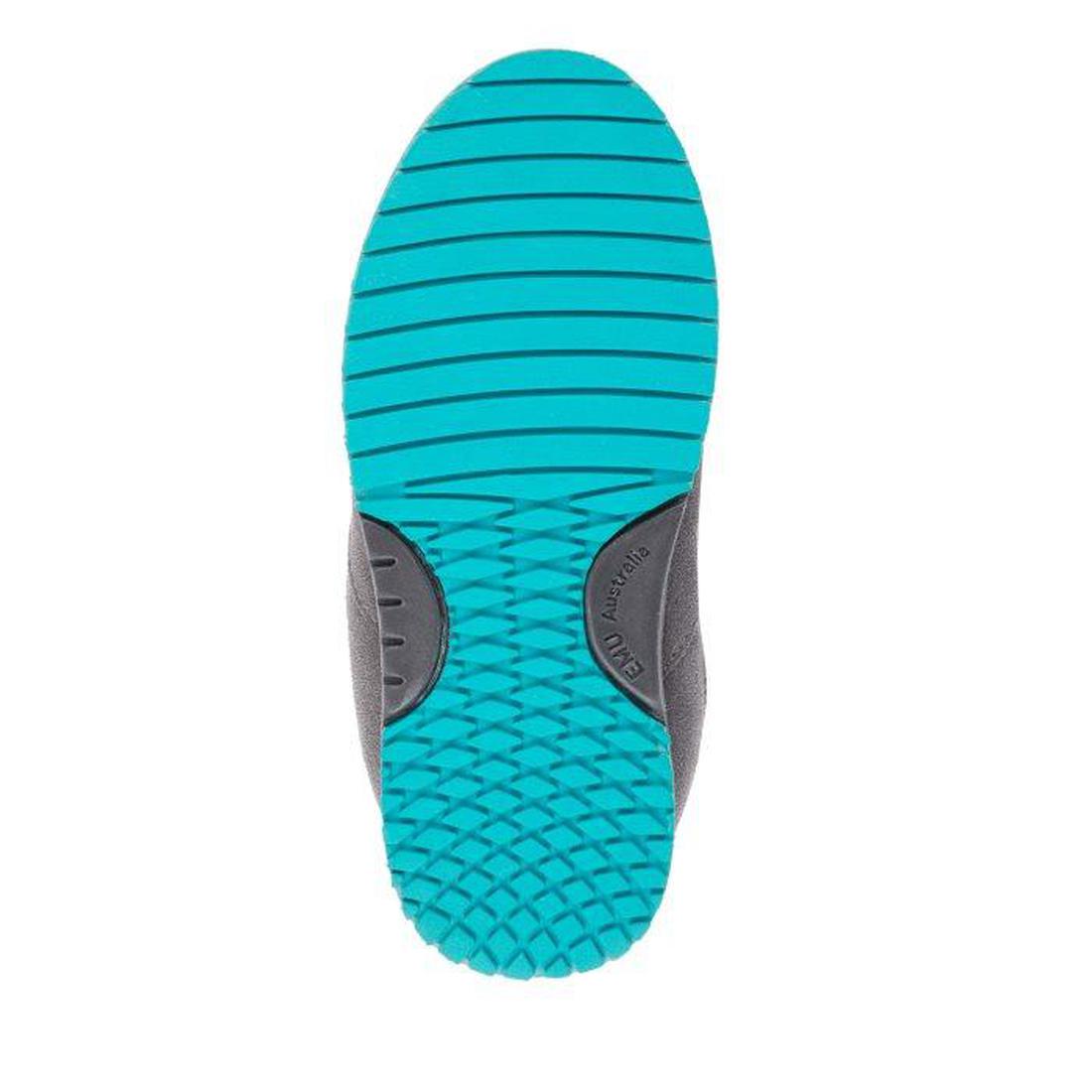 EMU NZ Kids Beach Mini boots in Charcoal Grey, easy slip-on style, sturdy sole with grip patterns, and "EMU NZ" on the side.  ksnz