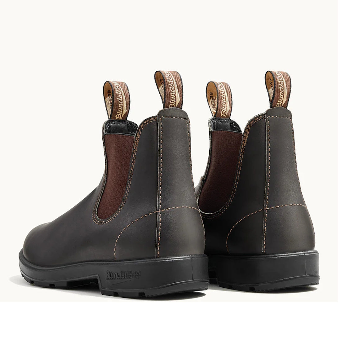 Blundstone 500 Stout Brown Chelsea Boot—family-friendly, unisex slip-ons with sturdy black soles, elastic sides, and easy pull tabs.  ksnz
