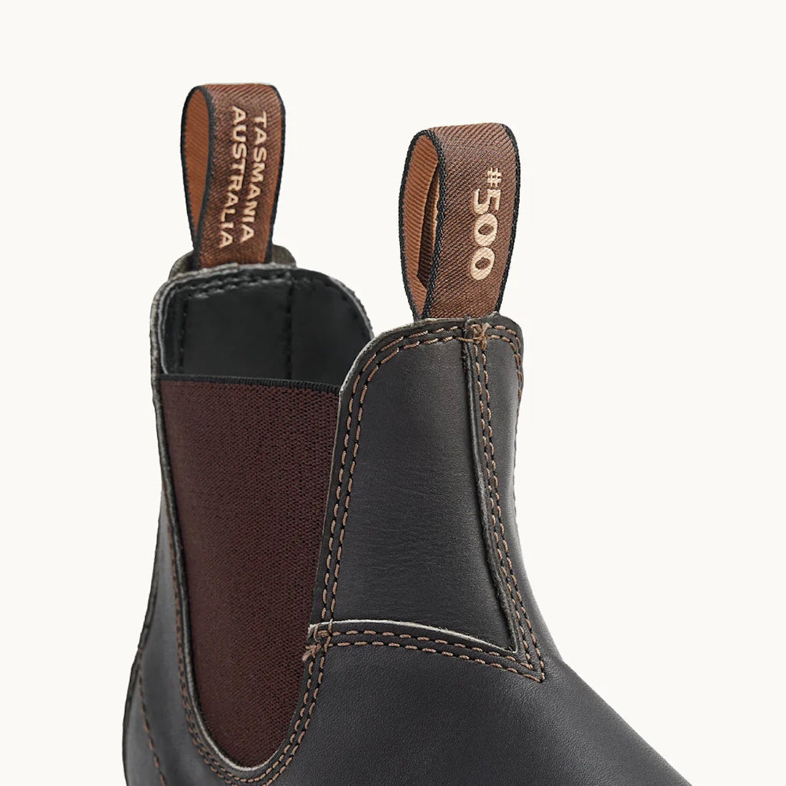 Blundstone 500 Stout Brown Chelsea Boot—comfy slip-on in rich brown leather, sturdy sole, elastic sides, and easy pull tabs for all.  ksnz