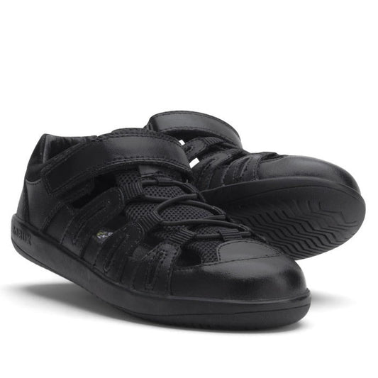 Bobux Kid+ Rova Black School Leather Sandal Closed Toe Clearance