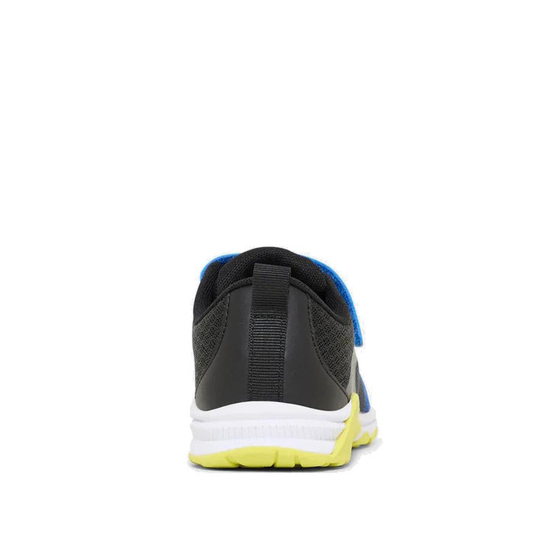 Heel view of right foot of clarks kids North trainer in blue and blue. 9336078305466,
9336078305480,
9336078305503,
9336078305527,
9336078305541,
9336078305565,
9336078305589,
9336078305602,
9336078305626,
9336078305640, 42213, 9336078305466, 933607830548