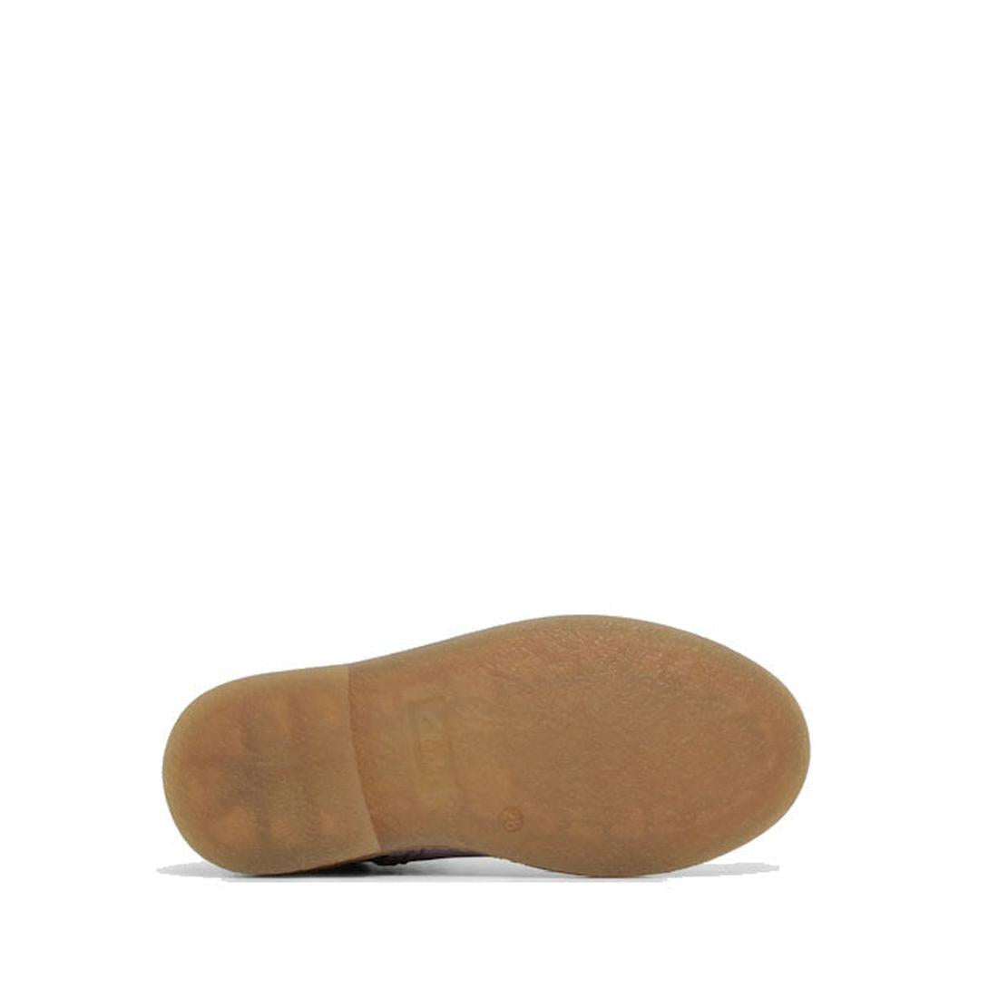 The image displays the bottom view of the Clarks Kids Chelsea II Youths Leather Boot in lilac, featuring a flat tan rubber sole with a smooth texture, minimal tread, and no visible branding or design against a white background., 9336078964304, 93360789643