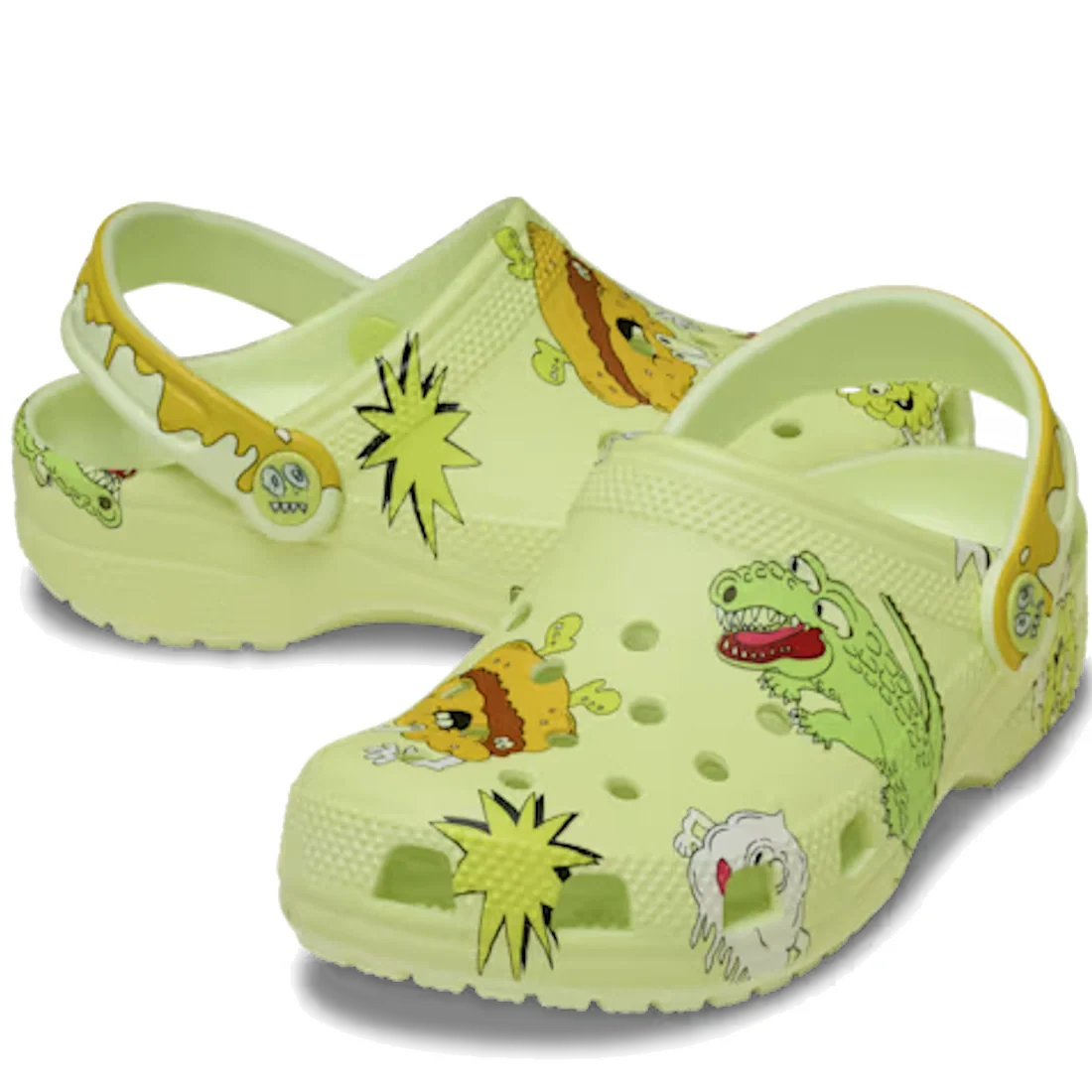 Crocs Kids - Classic Clog Glow Silly Slime Green - Junior Youths Sizes