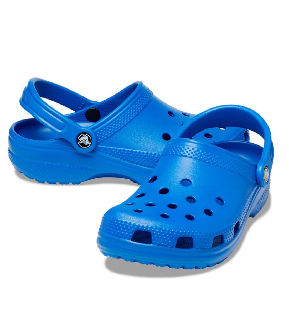 Classic Clog Blue Bolt Adults by Crocs—fun blue slip-ons with comfy soles, easy heel straps, and breezy ventilation holes.  ksnz