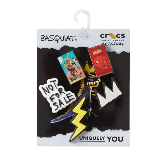 The Crocs Jibbitz 5 Pack - Jean-Michel Basquiat brings fun art charms for kids’ comfy slip-on Crocs with grippy white soles.  ksnz