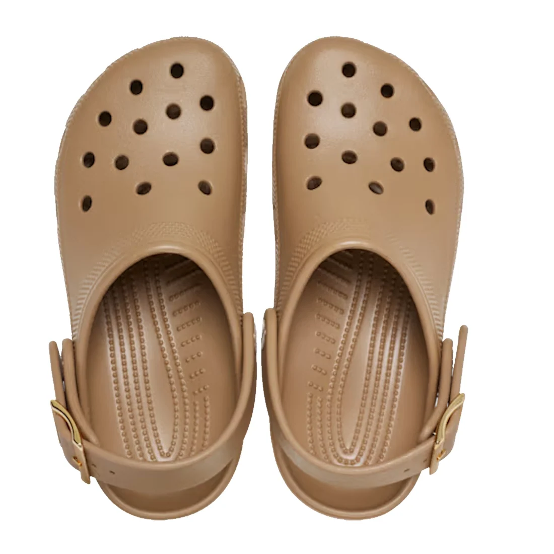 Crocs Womens Classic Metallic Buckle Clog Sepia Tan