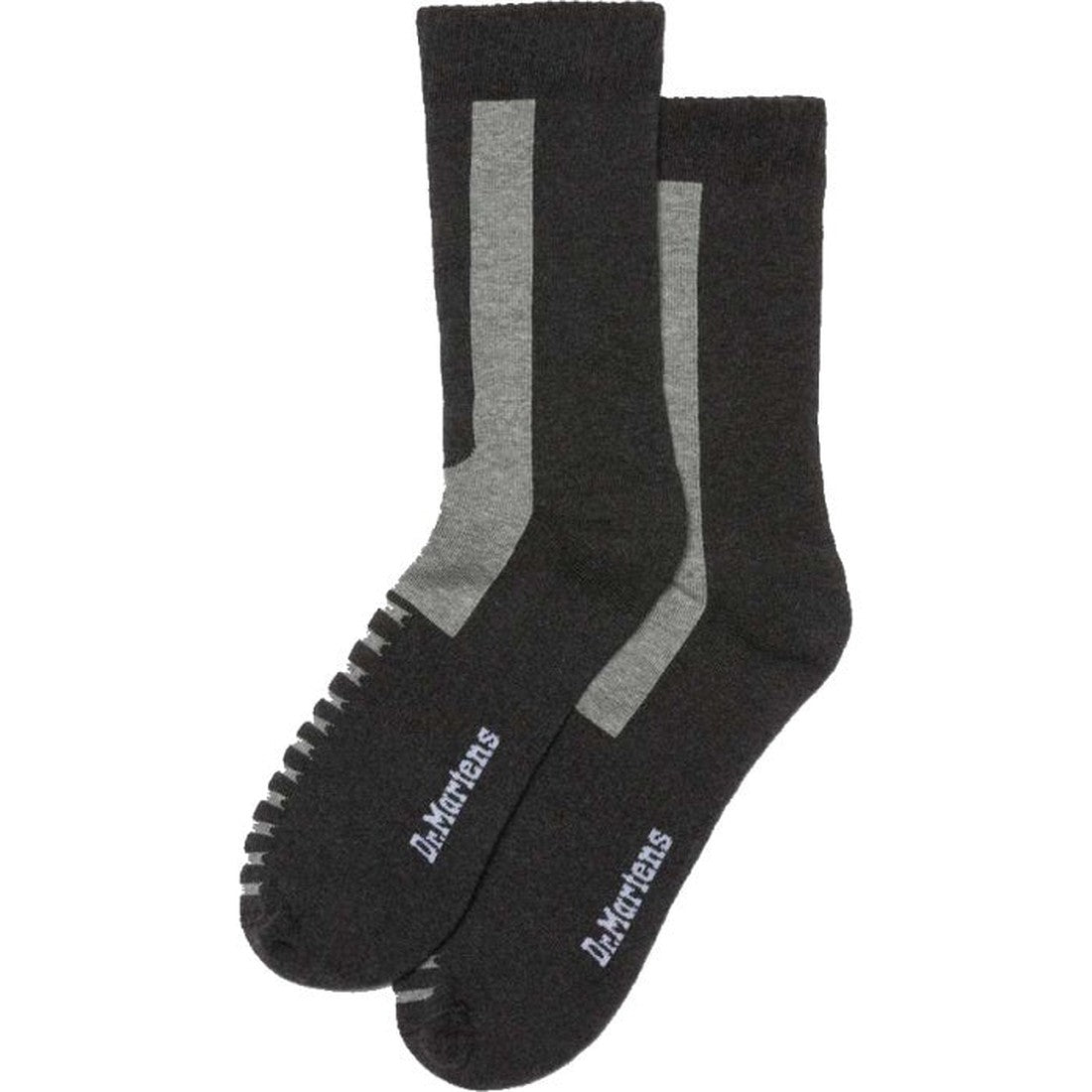 Dr Martens Socks Double Doc Sock Unisex Charcoal—cozy crew socks in dark gray with light stripes, grippy soles, and easy pull-on style.  ksnz