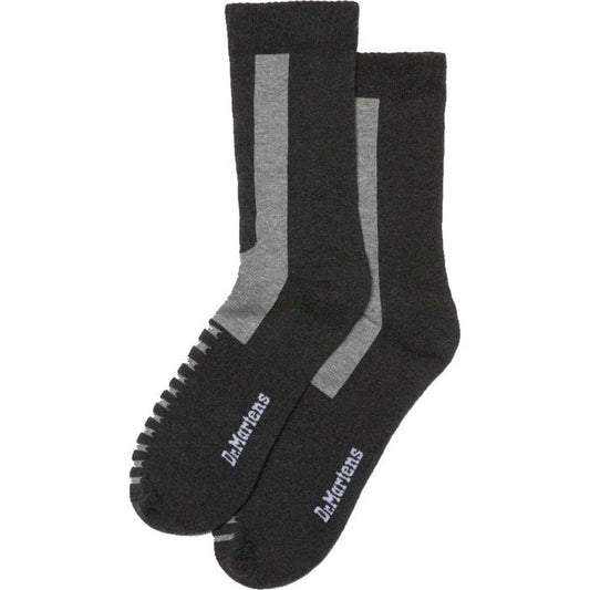 Image of right foot, side on of Dr Martens Socks Double Doc Sock Unisex Charcoal-Foot Forward Shoes