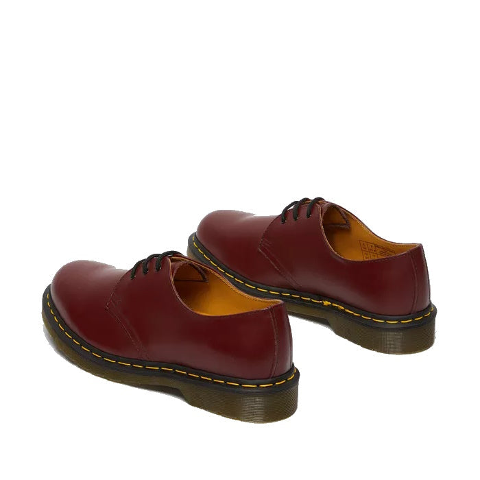 Dr Martens 1461 Cherry Red Oxford shoes, comfy lace-up style with sturdy black soles, yellow stitching, and classic low heels.  ksnz, 800090826524, 800090798456, 800090798470, 800090798487, 800090798494, 800090798517, 800090798524