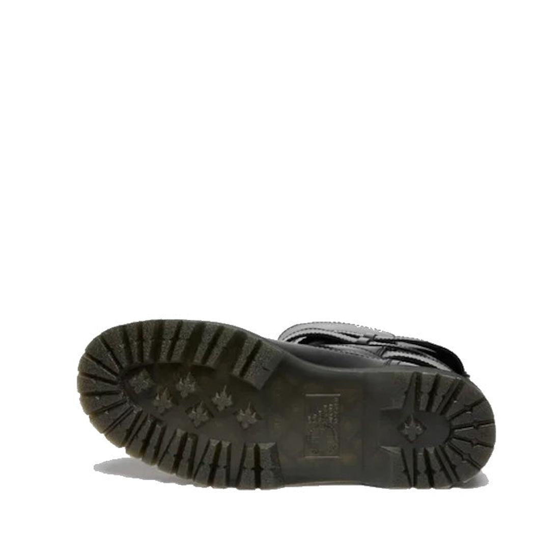 Dr Martens Anistone Bex Strap High Boots in black, sturdy kids’ boots with secure straps and deep-tread rubber soles, on white.  ksnz, 190665773729, 190665773736, 190665773743, 190665773767, 190665773774, 190665773781, 190665773804, 50753