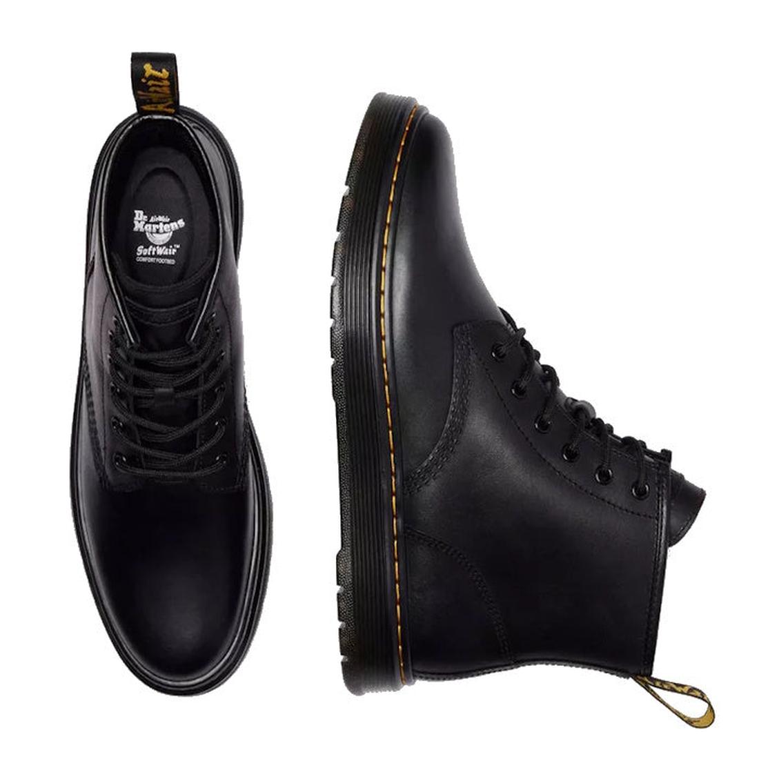 Black leather boots with brand logo, showing right foot side view and left foot tup down view on a white background,
190665752700,
190665752717,
190665752731,
190665752748,
190665752755,
190665752779,, 45947, 190665752700, 190665752717, 190665752731, 1906