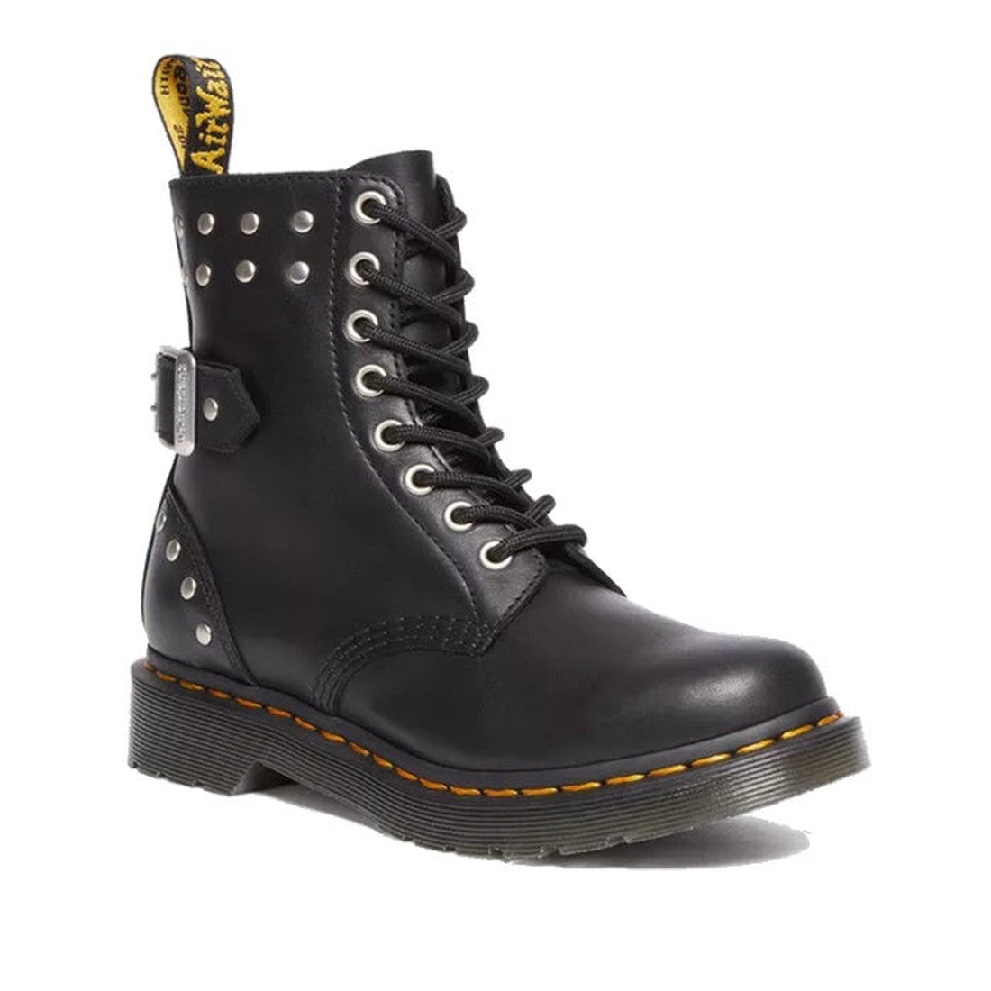 Image of right foot, side on of Dr Martens 1460 HDW Pascal Hardware 8 eye Nappa-Foot Forward Shoes