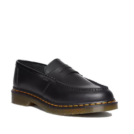 Image of right foot, side on of Dr Martens Loafer Penton Slip On Black Smooth Leather Mens-Foot Forward Shoes