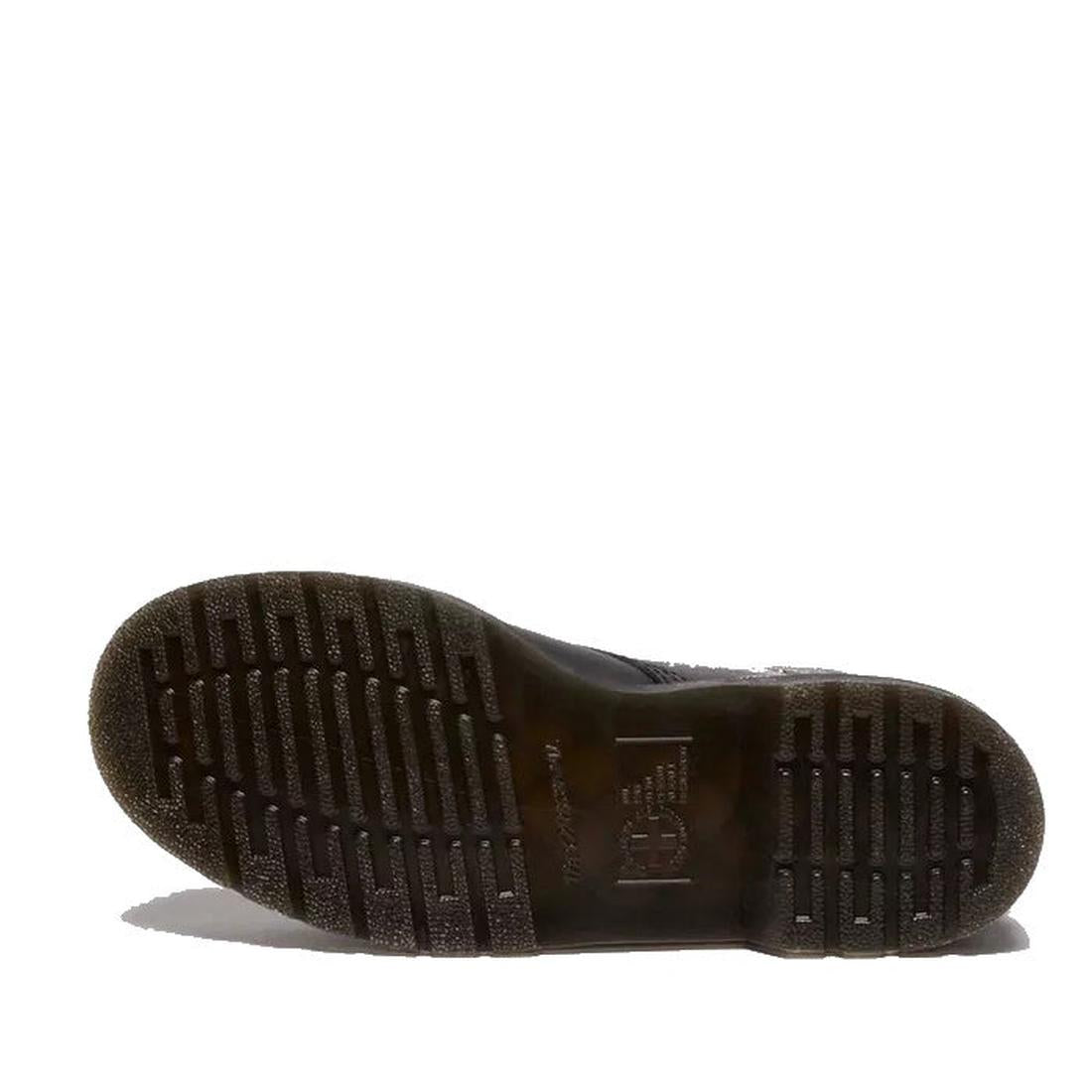 The image shows the sole of the Dr Martens 1460 Genix Solar Flare Black 8 Up EYE Boot, featuring visible tread patterns and a brand logo embossed in the center, set against a plain white background., 190665742824, 190665742831, 190665742848, 190665742862,