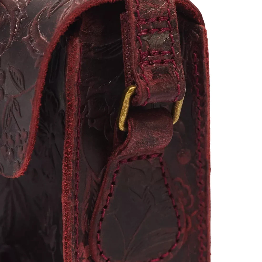 Dr Martens 7 Inch Satchel Cherry Red Crazy Horse Leather Embossed