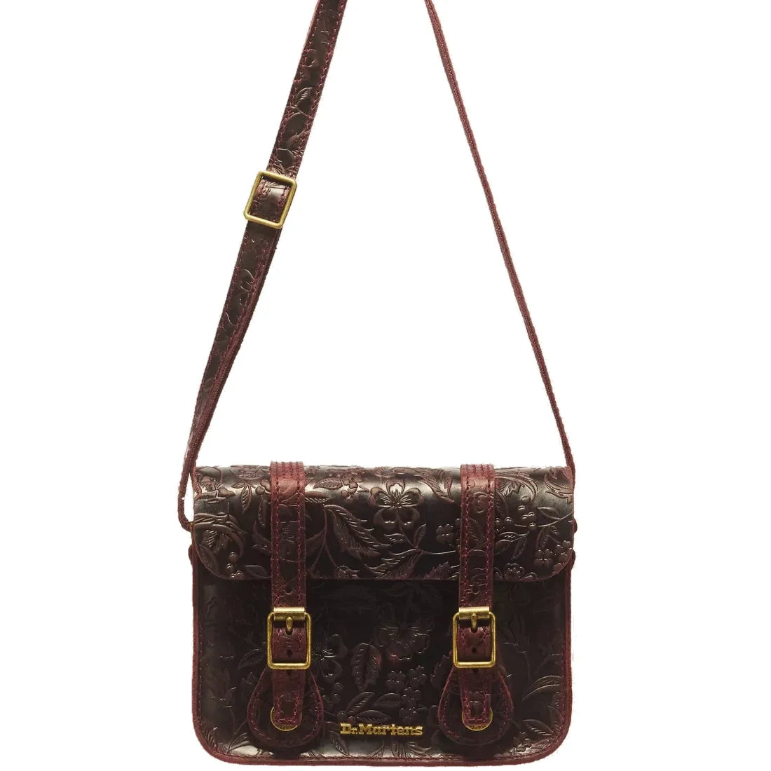 Dr Martens 7 Inch Satchel Cherry Red Crazy Horse Leather Embossed