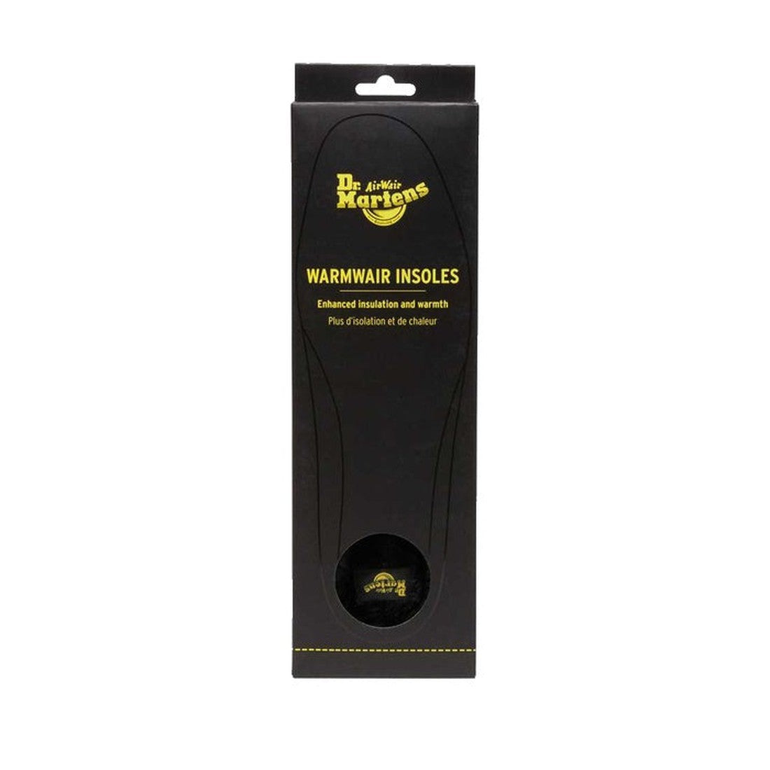 Dr Martens WarmAir Furry Cushion Insole, in sleek black, shown in a cozy box. Features soft fleece for boots with sturdy soles.  ksnz